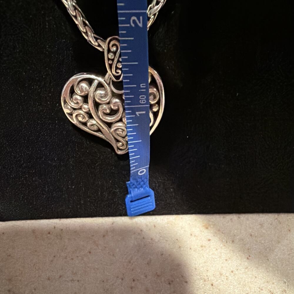 Brighton Bibi Sterling Silver Plated Heart Pendant 16-18” Necklace - Picture 5 of 8